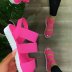 Velcro Pink Thick Flat Sandals Nihaostyles wholesale clothing vendor NSYBJ71265