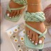 woven straps solid color square toe sandals Nihaostyles wholesale clothing vendor NSCRX71313
