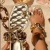 fashion golden chain decor flats sandals Nihaostyles wholesale clothing vendor NSCRX71317