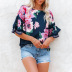 summer women s printed round neck lotus leaf short-sleeved top nihaostyles clothing wholesale NSZH71391