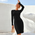slim round neck pullover knit long-sleeved dress wholesale Nihaostyles clothing vendor NSYSQ71410