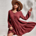 v-neck single-breasted long-sleeved solid color dress wholesale women clothing Nihaostyles NSYSQ71432