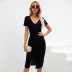 velvet mid-length solid color dress wholesale women clothing Nihaostyles NSYSQ71464