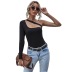 asymmetrical black oblique shoulder solid color long-sleeved T-shirt wholesale women clothing Nihaostyles NSYSQ71480