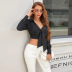 body-fitting waist bow tie short long-sleeved blouse top wholesale women clothing Nihaostyles NSYSQ71516
