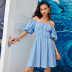 flat-neck sky blue dress wholesale women clothing Nihaostyles NSYSQ71526