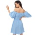 flat-neck sky blue dress wholesale women clothing Nihaostyles NSYSQ71526
