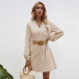 loose v-neck pocket cotton long-sleeved dress wholesale Nihaostyles clothing vendor NSYSQ71545
