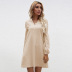 loose v-neck pocket cotton long-sleeved dress wholesale Nihaostyles clothing vendor NSYSQ71545