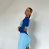 solid color round neck long-sleeved T-shirt hip shorts set wholesale Nihaostyles clothing vendor NSJYF71552