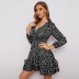 Women s V-neck Floral Long Sleeve Dress nihaostyles clothing wholesale NSXIA75363
