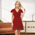 women s V-neck polka dot print short dress nihaostyles clothing wholesale NSXIA75366