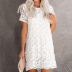 solid color lace round neck short sleeve dress nihaostyles clothing wholesale NSXIA75370