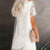 solid color lace round neck short sleeve dress nihaostyles clothing wholesale NSXIA75370