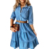 Solid Color Lapel Imitation Denim Dress NSXIA75352