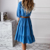 Solid Color Lapel Imitation Denim Dress NSXIA75352