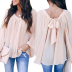 women s V-neck solid color loose chiffon top nihaostyles clothing wholesale NSXIA75350