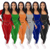 Solid Color Striped Zipper Long Sleeve Multicolor top Set Nihaostyles wholesale clothing vendor NSMDJ75078