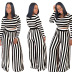 casual striped multicolor top set Nihaostyles wholesale clothing vendor NSMDJ75092