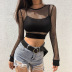 women s new mesh hollow short round neck T-shirt nihaostyles clothing wholesale NSXPF75132