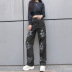 Loose High Waist Butterfly Printed Jeans NSXPF75157