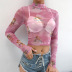 women s angel printing net gauze hollow short T-shirt nihaostyles clothing wholesale NSXPF75160