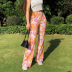 Flower print hit color high waist trousers nihaostyles clothing wholesale NSXPF75161