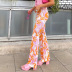 Flower print hit color high waist trousers nihaostyles clothing wholesale NSXPF75161