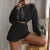 women s pure color long-sleeved sweatshirt and shorts suit nihaostyles clothing wholesale NSXPF75162
