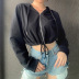 drawstring short zipper long-sleeved hoodie nihaostyles clothing wholesale NSXPF75168