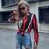 color contrast striped lapel long-sleeved shirt Nihaostyles wholesale clothing vendor NSDMB75191