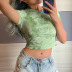new round neck short-sleeved emerald green T-shirt Nihaostyles wholesale clothing vendor NSSSN75213