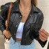 pu imitation leather loose single-breasted jacket NSSSN75218