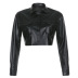 pu imitation leather loose single-breasted jacket NSSSN75218