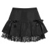 Black Solid Color Pleated Lace Bow Skirt NSSSN75227