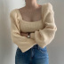 Solid Color Long Sleeve U Neck Knitted Sweater NSSSN75231