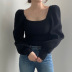 Solid Color Long Sleeve U Neck Knitted Sweater NSSSN75231