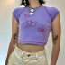 hit color butterfly embroidery round neck ribbed T-shirt Nihaostyles wholesale clothing vendor NSSSN75237
