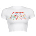 Round Neck Pullover Cartoon Letters Printed White T-Shirt NSSSN75242