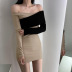women s stitching strapless neckline dress nihaostyles clothing wholesale NSSSN75243