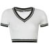 Short-Sleeved White Navy V-Neck T-Shirt NSSSN75260