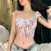 lace trim stitching lace-up color mesh bra deep V vest Nihaostyles wholesale clothing vendor NSSSN75267