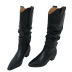 mid-high pointed toe lacquered pleated boots Nihaostyles wholesale clothing vendor NSCA75290