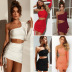 women s hollow strap one-shoulder long-sleeved dress 5 colors nihaostyles clothing wholesale NSXPF75297