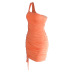 women s one-shoulder sleeveless silk pleated dress nihaostyles clothing wholesale NSXPF75304