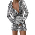 Vestido suelto de mujer con estampado animal y solapa nihaostyles ropa al por mayor NSXPF75314
