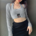  hollow t-shirt long sleeve top two-piece set Nihaostyles wholesale clothing vendor NSSSN75389