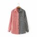 new color matching lapel pocket houndstooth jacket Nihaostyles wholesale clothing vendor NSAM75415