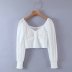 pearl buckle decoration white long-sleeved slim short shirt Nihaostyles wholesale clothing vendor NSAM75441