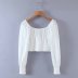 hebilla de perlas decoración blanca camisa corta delgada de manga larga Nihaostyles vendedor de ropa al por mayor NSAM75441